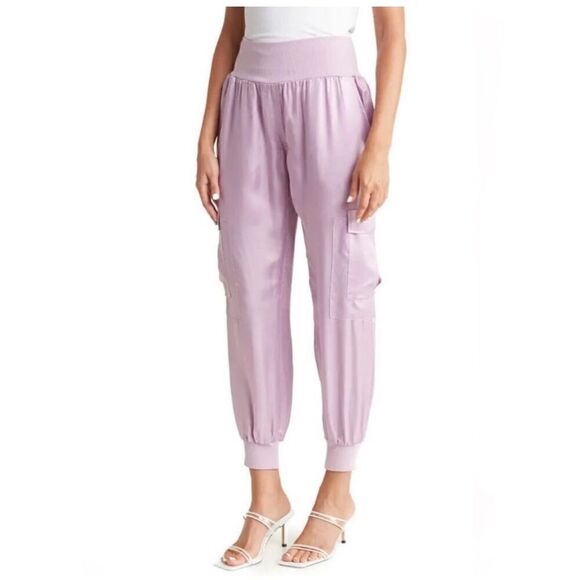 CINQ A SEPT Women’s Tous Les Jours Giles Satin Jogger Lavender Light Pastel Purp - Picture 1 of 11